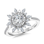 Floral Double Halo Diamond Engagement Ring — R2202W