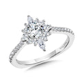 Marquise-Accented Sun Burst Diamond Halo Engagement Ring — R2204W