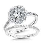 Marquise-Accented Double Halo Diamond Engagement Ring — R2205W