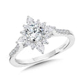 Prong-Tipped & Pear-Accented Sun Burst Diamond Halo Engagement Ring — R2206W