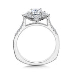 Prong-Tipped & Pear-Accented Sun Burst Diamond Halo Engagement Ring — R2206W
