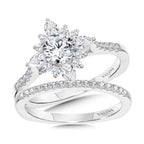 Prong-Tipped & Pear-Accented Sun Burst Diamond Halo Engagement Ring — R2206W