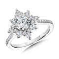 Prong-Tipped Sun Burst Diamond Halo Engagement Ring — R2207W