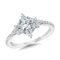 Marquise-Accented Sun Burst Tapered Diamond Halo Engagement Ring — R2208W
