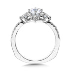 Marquise-Accented Sun Burst Tapered Diamond Halo Engagement Ring — R2208W