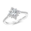 Bezel-Set Sun Burst Diamond Halo Engagement Ring — R2209W