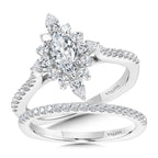 Marquise-Cut & Pear-Accented Sun Burst Diamond Halo Engagement Ring — R2210W