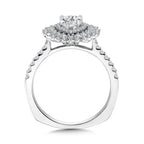 Pear-Cut Triple Diamond Halo Sun Burst Engagement Ring — R2211W