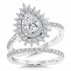 Pear-Cut Triple Diamond Halo Sun Burst Engagement Ring — R2211W