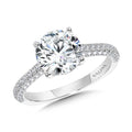 Straight Pave-Set Hidden Halo Diamond Engagement Ring — R2214W