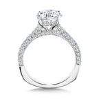 Straight Pave-Set Hidden Halo Diamond Engagement Ring — R2214W
