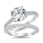 Straight Pave-Set Hidden Halo Diamond Engagement Ring — R2214W