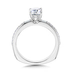 Oval-Cut Straight Hidden Halo & Baguette Diamond Engagement Ring — R2215W