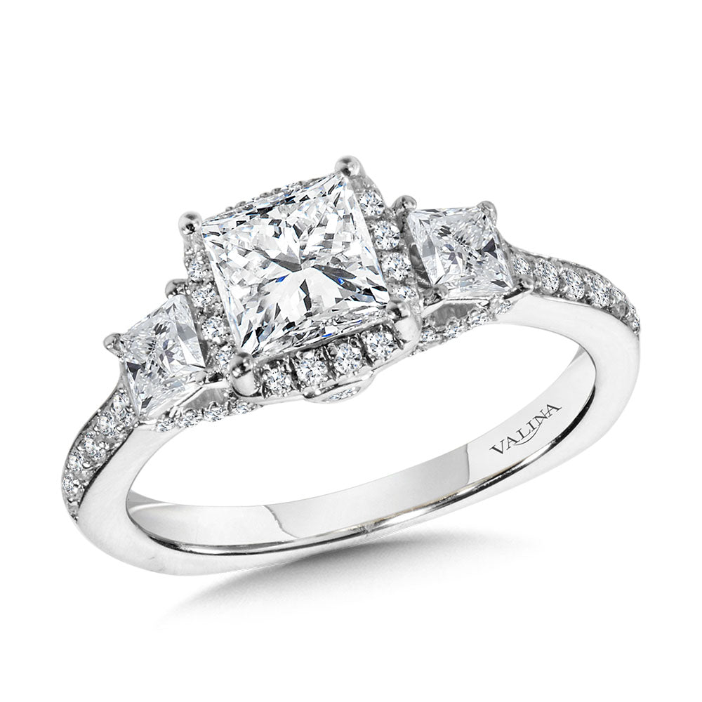 Princess-Cut Three-Stone Diamond Engagement Ring — R2218W