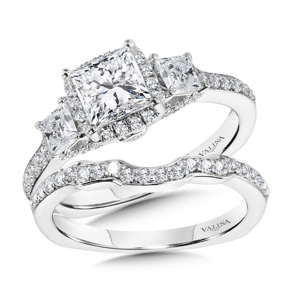 Princess-Cut Three-Stone Diamond Engagement Ring — R2218W