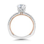 Two-Tone & Milgrain-Beaded Hidden Accents Diamond Engagement Ring — R2219WP