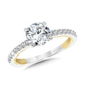 Straight Two-Tone & Milgrain-Beaded Hidden Accents Diamond Engagement Ring — R2221WY