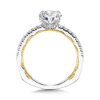 Straight Two-Tone & Milgrain-Beaded Hidden Accents Diamond Engagement Ring — R2221WY