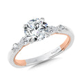 Marquise-Accented Two-Tone & Milgrain-Beaded Hidden Accents Diamond Engagement Ring — R2222WP