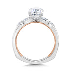 Marquise-Accented Two-Tone & Milgrain-Beaded Hidden Accents Diamond Engagement Ring — R2222WP