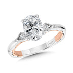 Two-Tone & Milgrain-Beaded Three-Stone Illusion Diamond Collar Engagement Ring — R2224WP