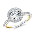 Two-Tone & Milgrain-Beaded Hidden Diamond Halo Engagement Ring — R2226WY