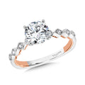 Stackable Two-Tone & Milgrain-Beaded Hidden Halo Diamond Engagement Ring — R2228WP