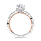 Stackable Two-Tone & Milgrain-Beaded Diamond Collar Engagement Ring — R2229WP