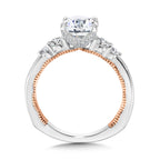 Two-Tone & Milgrain-Beaded Hidden Accents Diamond Engagement Ring — R2230WP