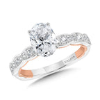 Oval-Cut, Channel-Set, Two-Tone & Milgrain-Beaded Hidden Accents Diamond Engagement Ring — R2231WP