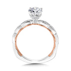 Oval-Cut, Channel-Set, Two-Tone & Milgrain-Beaded Hidden Accents Diamond Engagement Ring — R2231WP