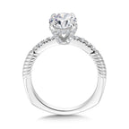 Ribbed & Tapered Hidden Halo Diamond Engagement Ring — R2232W