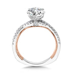 Crisscross Two-Tone & Milgrain-Beaded Hidden Accents Diamond Engagement Ring — R2233WP