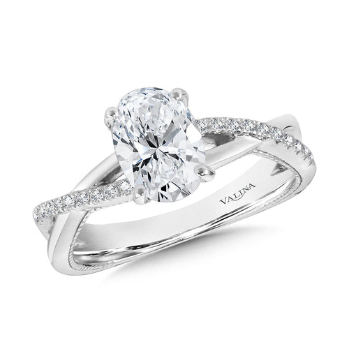 Crisscross & Milgrain-Beaded Hidden Accents Diamond Engagement Ring — R2234W