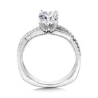 Crisscross & Milgrain-Beaded Hidden Accents Diamond Engagement Ring — R2234W