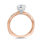 Oval-Cut Diamond & Milgrain-Beaded, Crisscross Hidden Halo Engagement Ring — R2235P