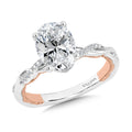 Oval-Cut Diamond & Two-Tone, Milgrain-Beaded, Crisscross Hidden Halo Engagement Ring — R2235WP