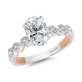 Oval-Cut, Stackable, Two-Tone & Milgrain-Beaded Hidden Halo Diamond Engagement Ring — R2236WP