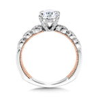 Oval-Cut, Stackable, Two-Tone & Milgrain-Beaded Hidden Halo Diamond Engagement Ring — R2236WP