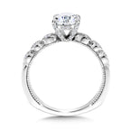 Oval-Cut, Stackable & Milgrain-Beaded Hidden Halo Diamond Engagement Ring — R2236W