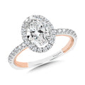 Oval-Cut Two-Tone & Milgrain-Beaded Hidden Halo, Diamond Halo Engagement Ring — R2237WP