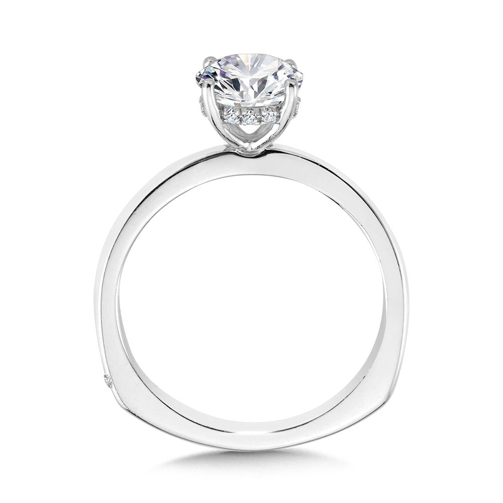 WG Solitaire Hidden Halo Diamond Engagement Ring — R2238W