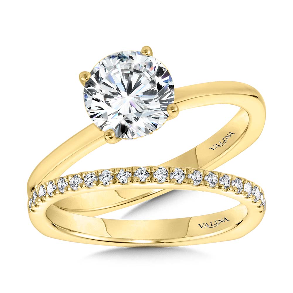 YG Solitaire Hidden Halo Diamond Engagement Ring — R2238Y