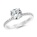 Straight Hidden Halo Diamond Engagement Ring — R2239W