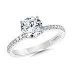Straight Hidden Halo Diamond Engagement Ring — R2239W