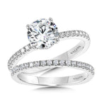 Straight Hidden Halo Diamond Engagement Ring — R2239W