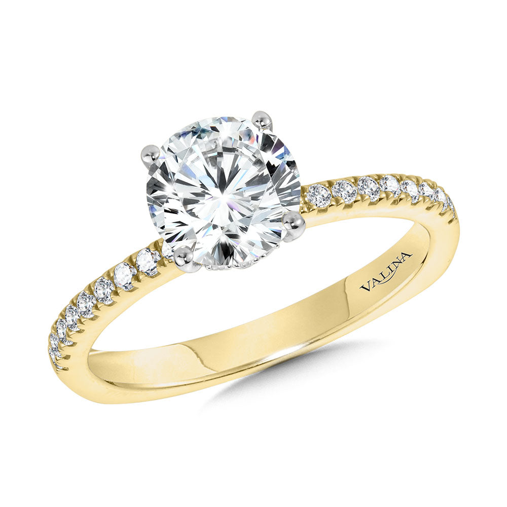 Straight Hidden Halo Diamond Engagement Ring — R2239Y