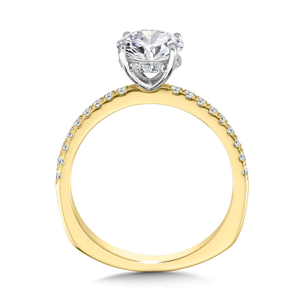 Straight Hidden Halo Diamond Engagement Ring — R2239Y