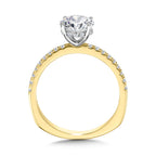 Straight Hidden Halo Diamond Engagement Ring — R2239Y