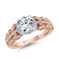 Floral-Inspired, Milgrain-Beaded, Hidden Accents Diamond Engagement Ring — R2240PW